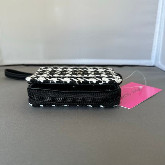 Betsey Johnson Wristlet Houndstooth Cloth Wallet Coin & Card Compartment K106 - Picture 7 of 14